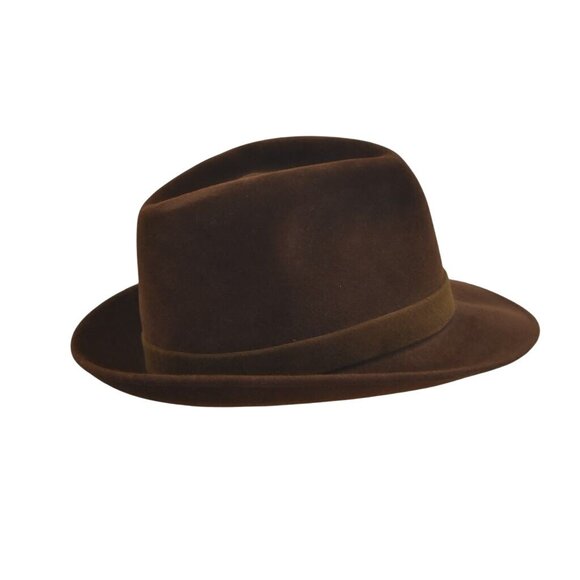Vintage Peschel Brown Fedora Hat Mens M Wool Felt Made In Czechoslovakia - Picture 11 of 11